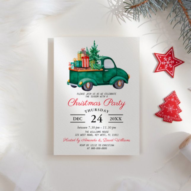 Invitación Fiesta de Navidades de Camión Verde Rústico de Acu (Subido por el creador)