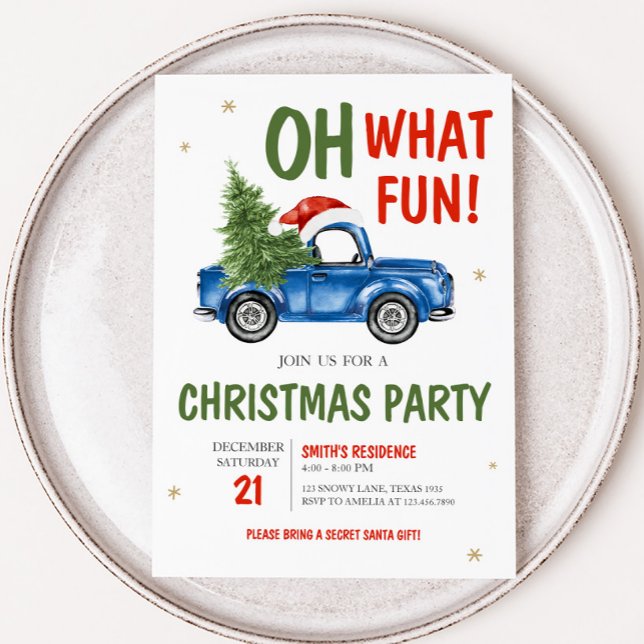 Invitación Fiesta De Navidades De Camiones Divertidos (Oh What Fun Christmas Party Invitation )