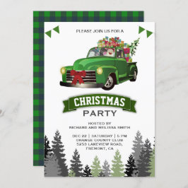 Invitación Fiesta de Navidades de camiones verdes de época