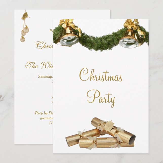Invitación Fiesta de Navidades de campanas y petardos (Anverso / Reverso)
