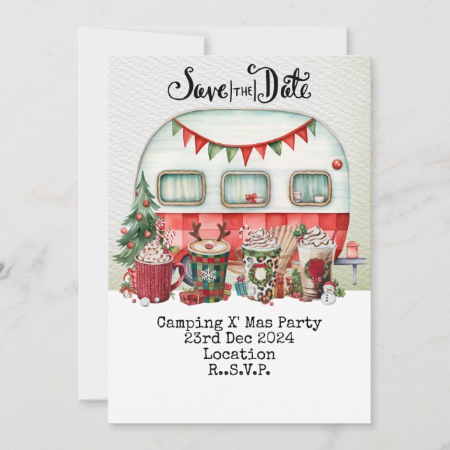 Invitación Fiesta de Navidades de camping (Anverso)