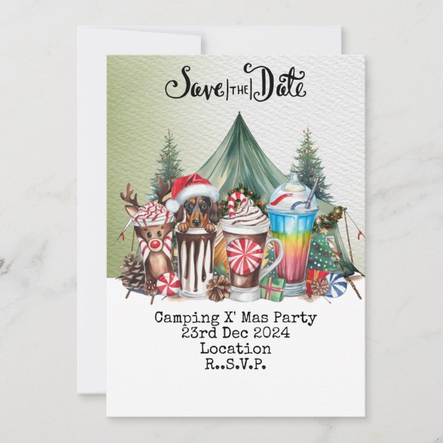 Invitación Fiesta de Navidades de camping (Anverso)