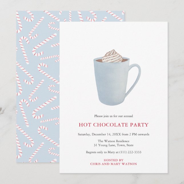 Invitación Fiesta de Navidades de Candy Cacao en chocolate ca (Anverso / Reverso)