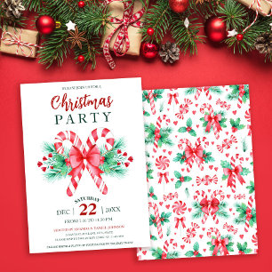 Invitación Fiesta de Navidades de Candy Cane de Peppermint
