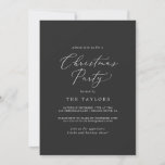 Invitación Fiesta de Navidades de carbón de caligrafía delgad<br><div class="desc">Esta delicada tarjeta de Navidades de carbón vegetal es perfecta para un evento vacacional moderno. El romántico diseño minimalista presenta una tipografía encantadora y elegante sobre un fondo gris oscuro con un aspecto limpio y sencillo.</div>