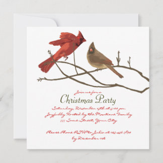 Invitación Fiesta de Navidades de Cardenales Rojos festivos