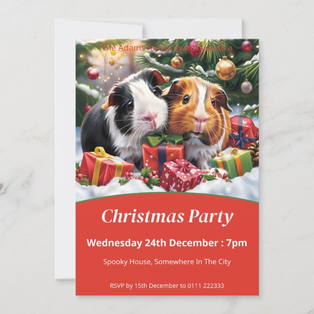 Invitación Fiesta de Navidades de Cerdos de Guinea (Anverso)