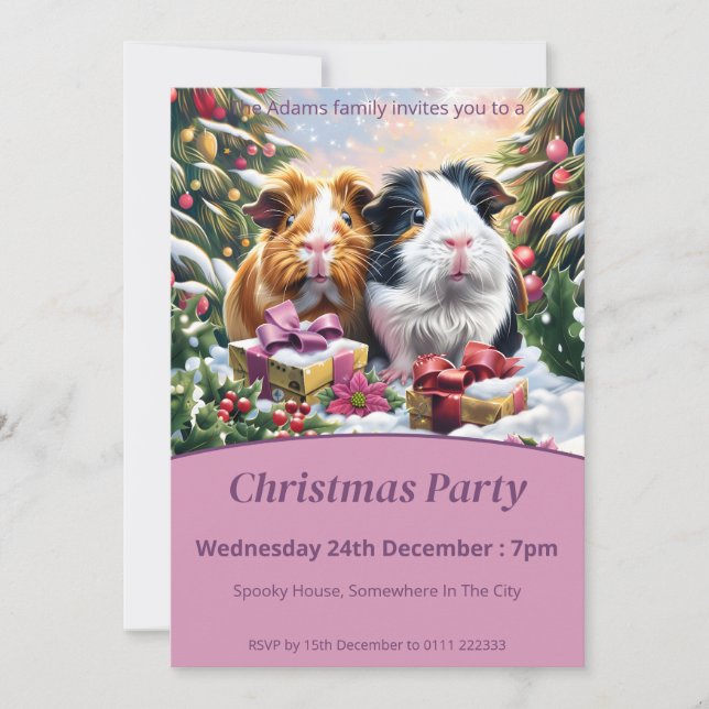 Invitación Fiesta de Navidades de Cerdos de Guinea (Anverso)