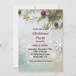 Invitación Fiesta de Navidades de cerezas de moda festiva