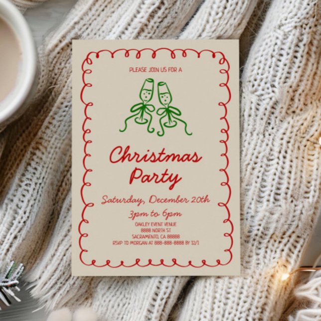 Invitación Fiesta de Navidades de champagne con mano capricho (Subido por el creador)