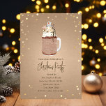 Invitación Fiesta de Navidades de Chocolate Mason Jar Milksha<br><div class="desc">Tema fiesta de navidades con acuarela inspirado en el ilustracion de batido de chocolate con leche de masón coronado por fudge,  crema batida,  caramelo,  galleta de Navidades con copos de nieve,  rociadas y muñeco de nieve malvavisco. El diseño está inspirado en el material de cartón y rodeado de confeti.</div>