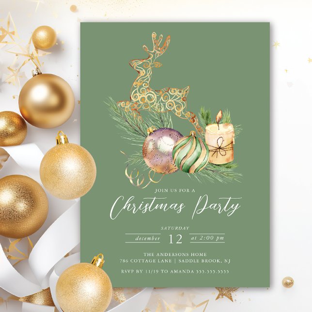 Invitación Fiesta de Navidades de ciervos dorados (Subido por el creador)