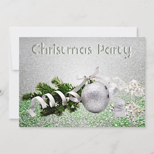 Invitación Fiesta de Navidades de Cinta Blanca Ornamento Plat (Anverso)