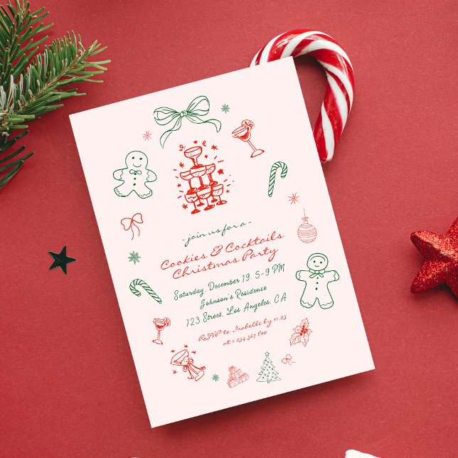 Invitación Fiesta de Navidades de Cocktails y galletas gracio (Subido por el creador)