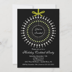 Invitación Fiesta de Navidades de cócteles de Silver y Green