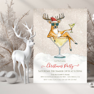 Invitación Fiesta de Navidades de cócteles Martini de renos d