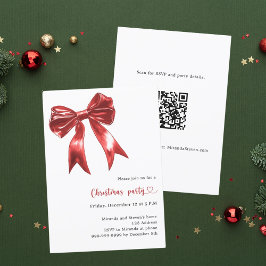 Invitación Fiesta de Navidades de código QR blanco de arco ro