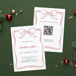 Invitación Fiesta de Navidades de código QR dibujados a mano