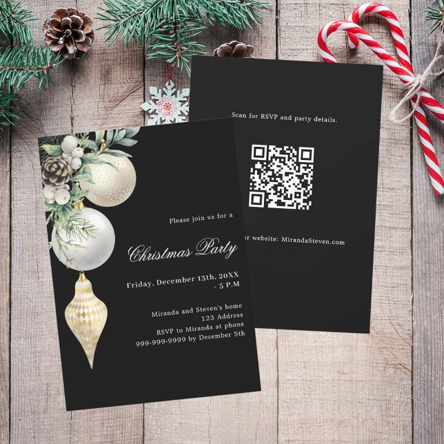 Invitación Fiesta de Navidades de código QR en baudillos blan (Subido por el creador)