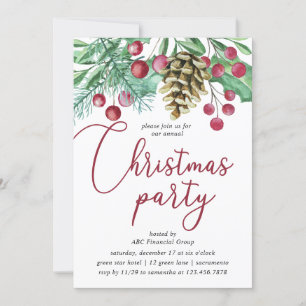 Invitación Fiesta De Navidades De Color Agua Y Vegetales