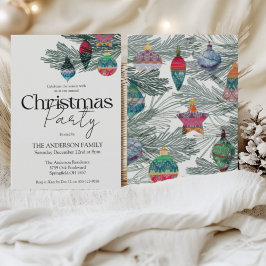 Invitación Fiesta de Navidades de color de agua de época
