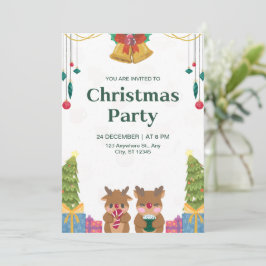 Invitación Fiesta de Navidades de color de agua verde de marc
