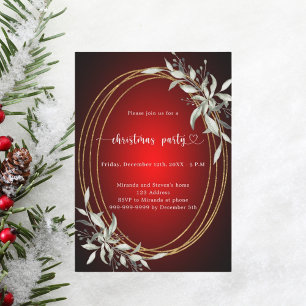 Invitación Fiesta de Navidades de color rojo dorado