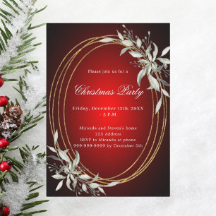 Invitación Fiesta de Navidades de color rojo dorado