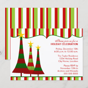 Invitación Fiesta de Navidades de color rojo verde