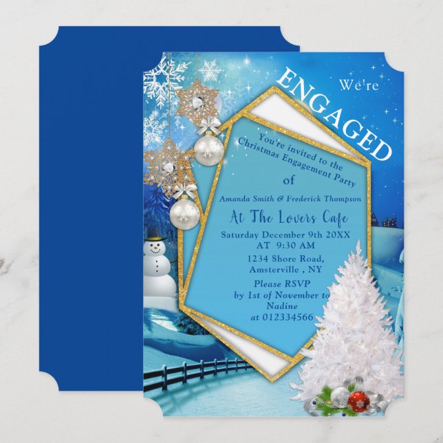 Invitación Fiesta de Navidades de compromiso de vacaciones (Anverso / Reverso)