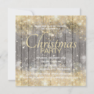 Invitación Fiesta de Navidades de confeti de oro de lujo
