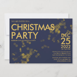 Invitación Fiesta de Navidades de confetti purpurina de oro a