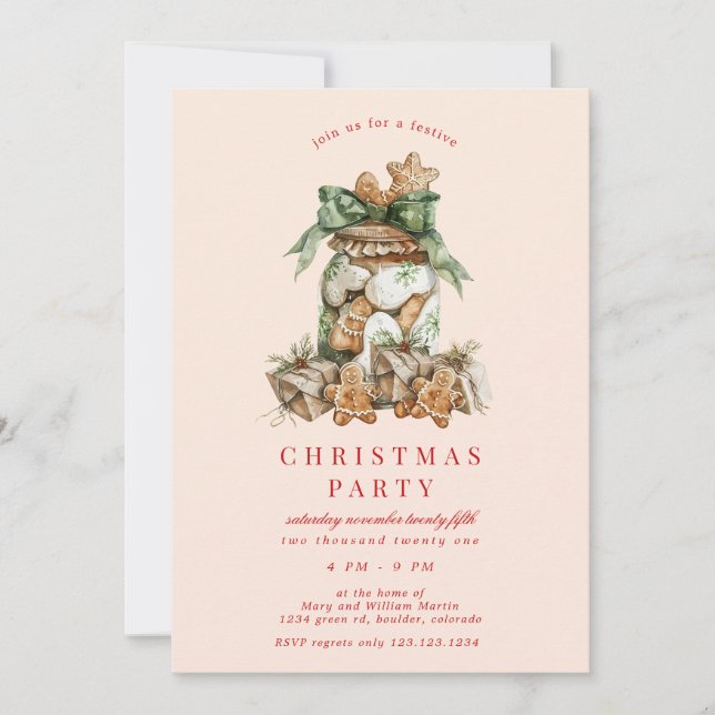 Invitación Fiesta de Navidades de Cookie Jar (Anverso)