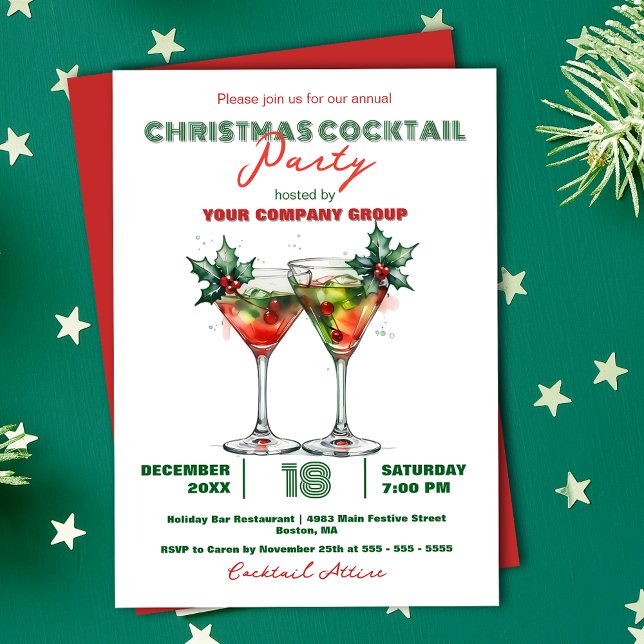 Invitación Fiesta de Navidades de copas de cócteles de enlace (Subido por el creador)