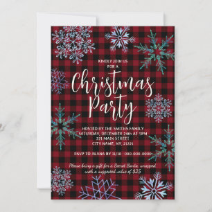 Invitación Fiesta de Navidades de copas de nieve rojas