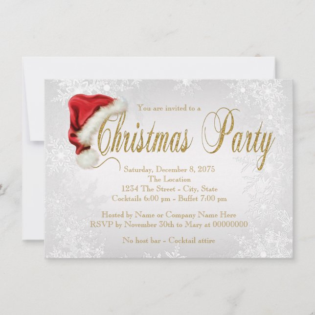 Invitación Fiesta de Navidades de copo de nieve (Anverso)