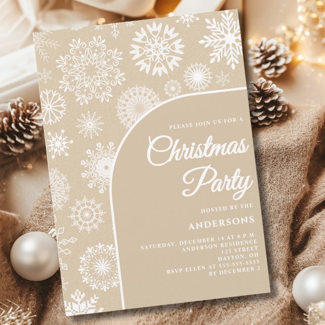 Invitación Fiesta de Navidades de copo de nieve blanco (Subido por el creador)