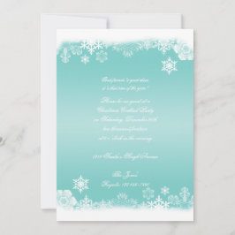Invitación Fiesta de Navidades de copos de nieve azul claro y