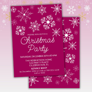 Invitación Fiesta de Navidades de copos de nieve blancos mage