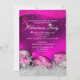 Invitación Fiesta de Navidades de copos de nieve de cristal r