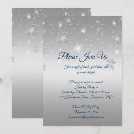 Invitación Fiesta de Navidades de copos de nieve de plata y a