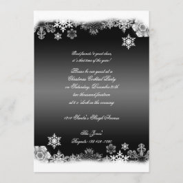 Invitación Fiesta de Navidades de copos de nieve negros y bla