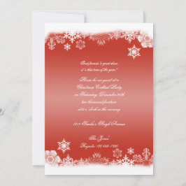 Invitación Fiesta de Navidades de copos de nieve rojos y blan