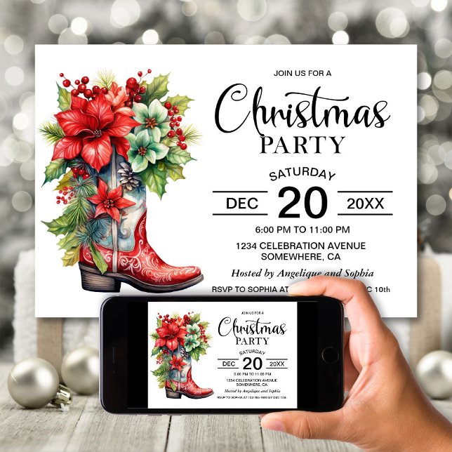 Invitación Fiesta de Navidades de Cowboy Boot en Occidente (Subido por el creador)
