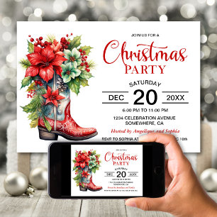 Invitación Fiesta de Navidades de Cowboy Boot en Occidente