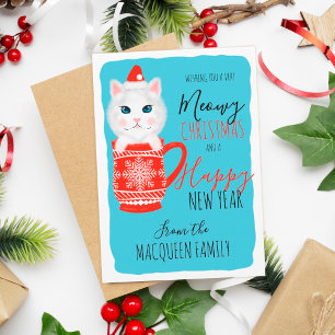 Invitación Fiesta de Navidades de Cute Kitty Cat Mug Meowy