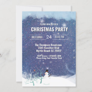 Invitación Fiesta de Navidades de Cute Snowman Snow Stars