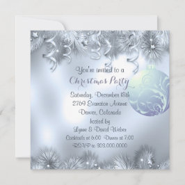 Invitación Fiesta de Navidades de decoración de escarcha plat