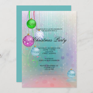 Invitación Fiesta de Navidades de decoración y baubles de col