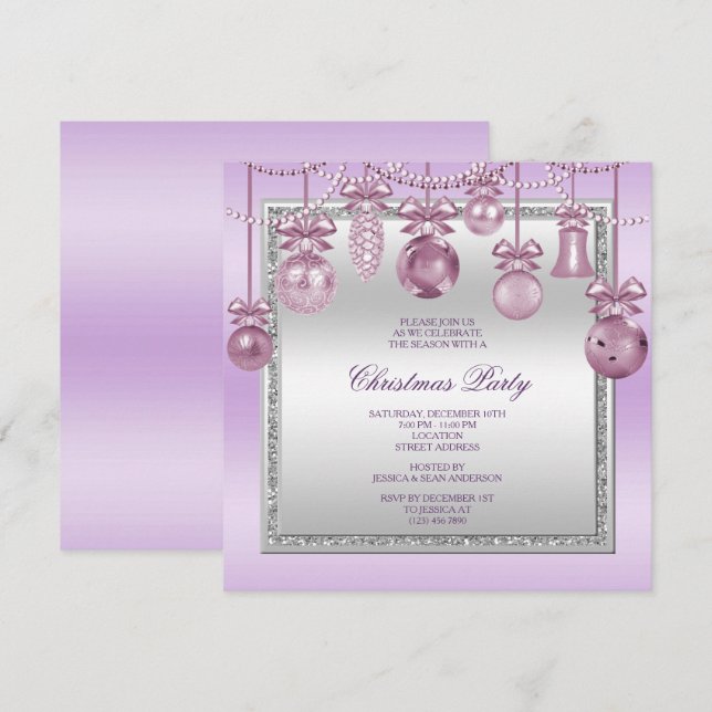 Invitación Fiesta de Navidades de decoraciones Delicadas (Anverso / Reverso)